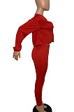 Purple Casual Solid Long Sleeve Plus Size Women Sporty Pants Sets LML128-10
