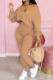 Peacock Blue Casual Solid Long Sleeve Plus Size Women Sporty Pants Sets LML128-7