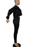 Purple Casual Solid Long Sleeve Plus Size Women Sporty Pants Sets LML128-10