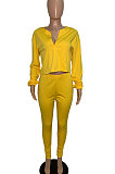 Purple Casual Solid Long Sleeve Plus Size Women Sporty Pants Sets LML128-10