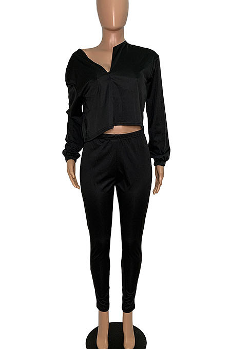 Khaki Casual Solid Long Sleeve Plus Size Women Sporty Pants Sets LML128-11