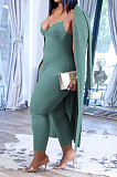 Black Wholesale Women's Condole Belt Strapless Jumpsuits+Cardigan Long Coat MTY6590-1