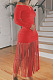 Red Sexy Cute Tassel Off Shoulder Long Sleeve Slim Fitting Dress MTY6598-3