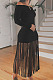 Black Sexy Cute Tassel Off Shoulder Long Sleeve Slim Fitting Dress MTY6598-1