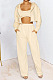 Cream White Green Casual Long Sleeve Cardigan Coat Wide Leg Pants Sport Plain Suits MTY6597-3