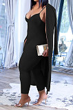 Pea Green Wholesale Women's Condole Belt Strapless Jumpsuits+Cardigan Long Coat MTY6590-2