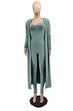 Black Wholesale Women's Condole Belt Strapless Jumpsuits+Cardigan Long Coat MTY6590-1