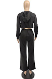 Dark Green Casual Long Sleeve Cardigan Coat Wide Leg Pants Sport Plain Suits MTY6597-1