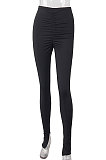 Gray Euramerican Women's Tight Hip Ruffle Joker Leggings Long Pants HJJ20120-1