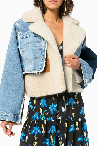 Brown High Quality Fashion Velvet Jeans Spliced Winter Zipper Coat LWJ10205-3