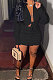 Black Womenswear Casual Pure Color Sexy Shirt  Button Skirts Two-Piece AA5219-5