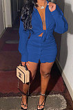 White Womenswear Casual Pure Color Sexy Shirt  Button Skirts Two-Piece AA5219-1