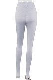 Gray Euramerican Women's Tight Hip Ruffle Joker Leggings Long Pants HJJ20120-1