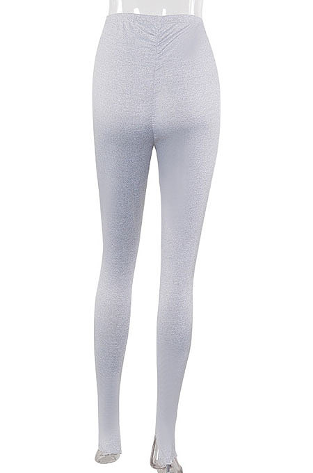 Gray Euramerican Women's Tight Hip Ruffle Joker Leggings Long Pants HJJ20120-1