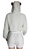Women Hoodie Leopard Spliced Sport Shrts Sets HDLY8018