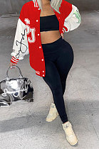 Red Women's Euramerican Fashion Casual Cardigan Long Sleeve Printing Outerwear HYM86818-2