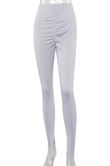 Black Euramerican Women's Tight Hip Ruffle Joker Leggings Long Pants HJJ20120-2