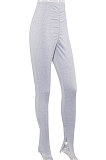 Gray Euramerican Women's Tight Hip Ruffle Joker Leggings Long Pants HJJ20120-1