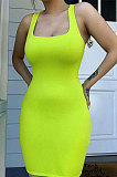 Neon Green Condole Blet Solid Color Bodycon Sexy Mini Dress JSL467-1