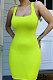 Neon Green Condole Blet Solid Color Bodycon Sexy Mini Dress JSL467-1