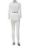 Olive Green Women Fashion Solid Color Long Sleeve Square Neck High Waist Long Pants Sets WMDZ834-4