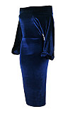 Green Luxe Elegant Velvet Oblique Shoulder Collect Waist Wrap Dress SMR5309-3