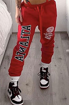 Red Women's Casual Sport Loose Long Pants HYYX260