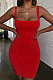 Red Condole Blet Solid Color Bodycon Sexy Mini Dress JSL467-2