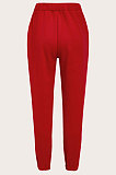 Red Euramerican Fashion Casual Letters Printing High Waist Long Pants SMJR01