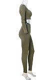 Red Women Fashion Solid Color Long Sleeve Square Neck High Waist Long Pants Sets WMDZ834-2