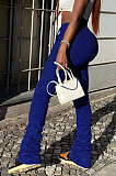 Khaki Women's High Waist Pure Color Ruffle Drawsting Casual Long Pants YFF0618-4