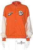 Orange Euramerican Autumn Letters Printing Loose Cardigan Color Matching Outerwear LGF196329