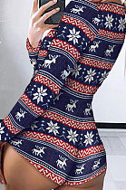 Colorful Tight Christmas Leisure Wear Long Sleeve Romper Shorts HAM1954