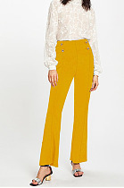 Yellow Wholesale Zipper Women's High Waist Solid Color Pants SY8180-2