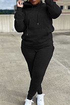 Black New Wholesale Velvet Fabrics Hoodie Jogger Pants Casual Suit SY8839-2