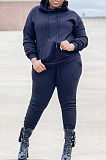 Navy Blue New Wholesale Velvet Fabrics Hoodie Jogger Pants Casual Suit SY8839-1