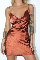 Orange Condole Belt Sexy Backless Bodycon Mid Waist Mini Dress HQM009012-3