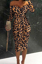 Euramerican Pure Color Irregular Long Sleeve Off Shoulder Ruffle Midi Dress QBE4052-11