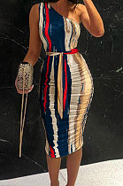 Euramerican Pure Color Irregular Sleeveless Off Shoulder Ruffle Midi Dress QBE4052-2