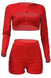 Euramerican Autumn Knit Ribber Hollow Our Sexy Bodycon Shorts Sets Q987