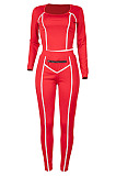 New Autumn Winter Casual Long Sleeve Square Neck Tops Skinny Pants Sport Suit MD457