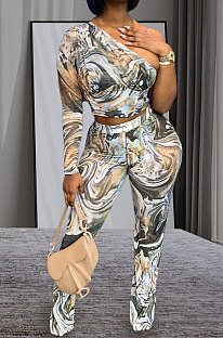 Women's Trendy Sexy Printing Single Sleeve Pants Sets BYQ3212