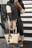 Euramerican Women's Matching Color Long Sleeve Tops Skinny Pants Sweater Suit TRS1189