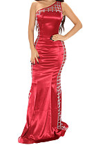 Fashion Sexy Oblique Shoulder Skinny Bling Bling Long Dress CCY9432