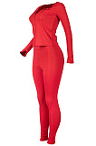 Wholesale Women's Ribber Long Sleeve Double-Zipper Tops Skinny Pants Plain Suit MD455