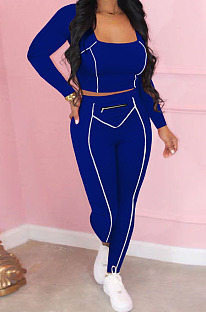 New Autumn Winter Casual Long Sleeve Square Neck Tops Skinny Pants Sport Suit MD457