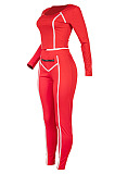 New Autumn Winter Casual Long Sleeve Square Neck Tops Skinny Pants Sport Suit MD457