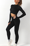 Knitted Half Zipper High Waist Pants Set