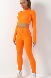 Knitted Half Zipper High Waist Pants Set