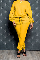 Women's Solid Color Thick Long Sleeve Loose Pants Sets AL196